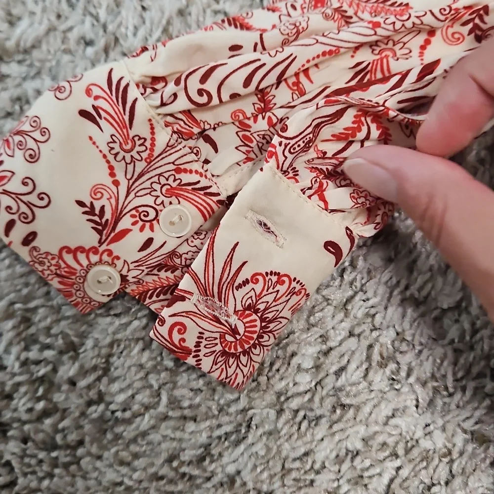 NWOT Anthropologie Tir-front Peasant Red and Cream Blouse - Picture 5 of 9